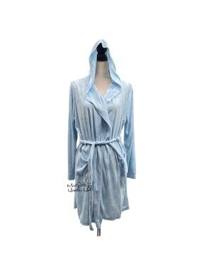 Juicy Couture Y2K Light Blue Hooded Robe with Loungewear Robe Large/XL